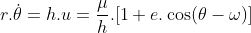 r.\dot{\theta}=h.u=\frac{\mu}{h}.[1+e.\cos(\theta-\omega)]