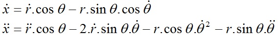 \dot{x}=\dot{r}.\cos{\theta}-r.\sin{\theta}.\cos{\theta}